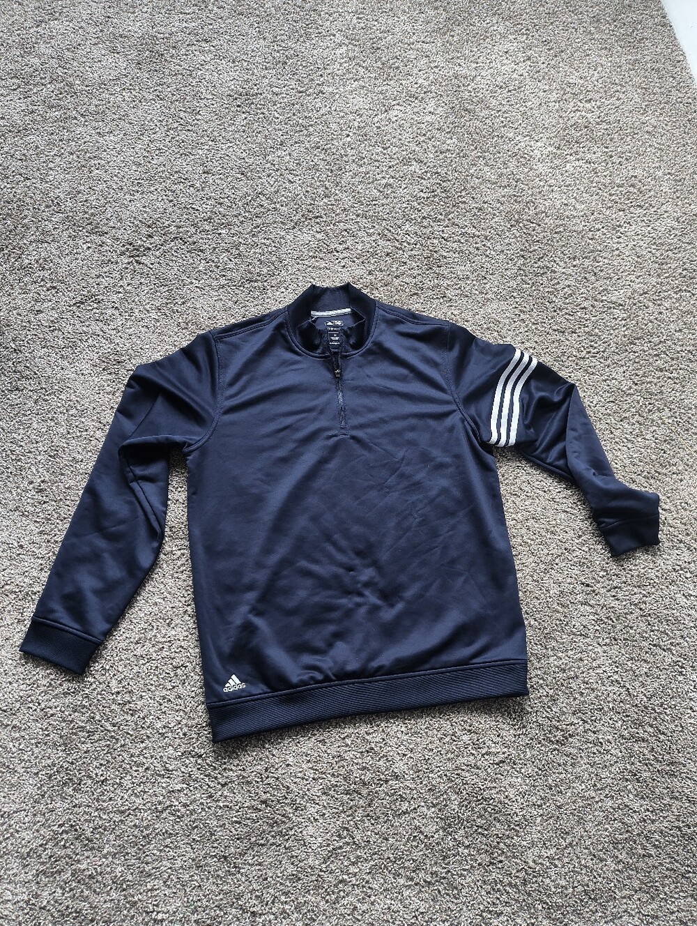 Men's Adidas Climalite 3 Stripe quarter zip "Navy Blue" Pullover Size Medium